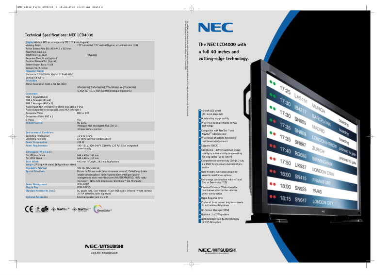 Página 1 del manual Folleto NEC LCD4000