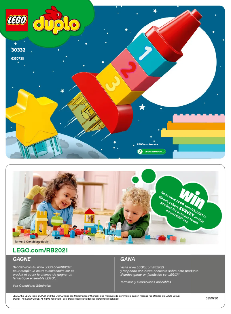 Page n°1 - Manuel utilisateur Lego Duplo My First Space Rocket 30332