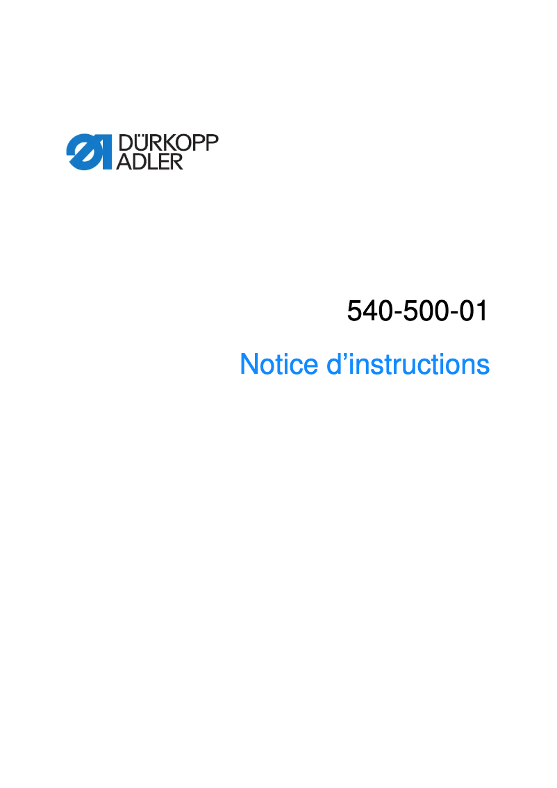 Page n°1 - Manuel utilisateur Dürkopp Adler 540-100