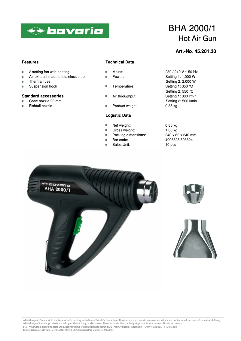 Image de la première page du manuel de l'appareil BHA 2000/1