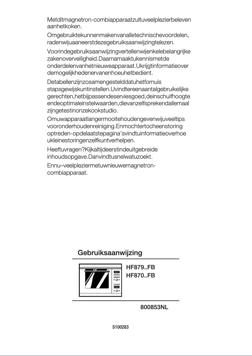 Page 1 de la notice Manuel utilisateur Siemens HF87040
