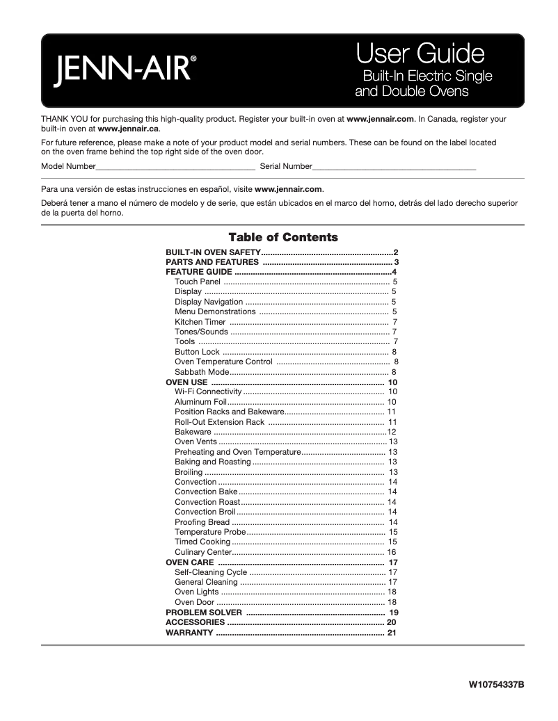 Page 1 de la notice Manuel utilisateur JennAir JMW3430DS