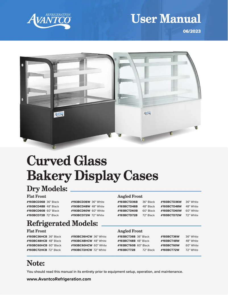 Page n°1 - Manuel utilisateur Avantco BCTD-48