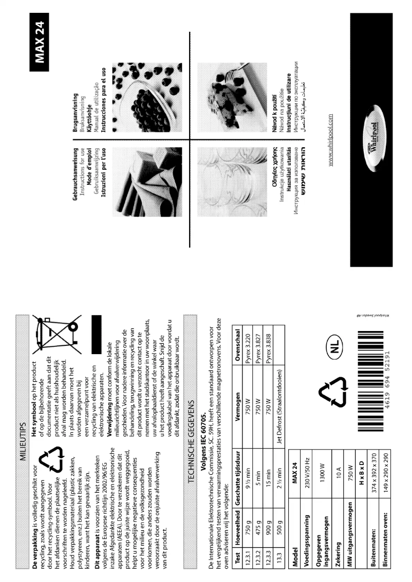 Página 1 del manual Manual de usuario Whirlpool MAX 24 WH