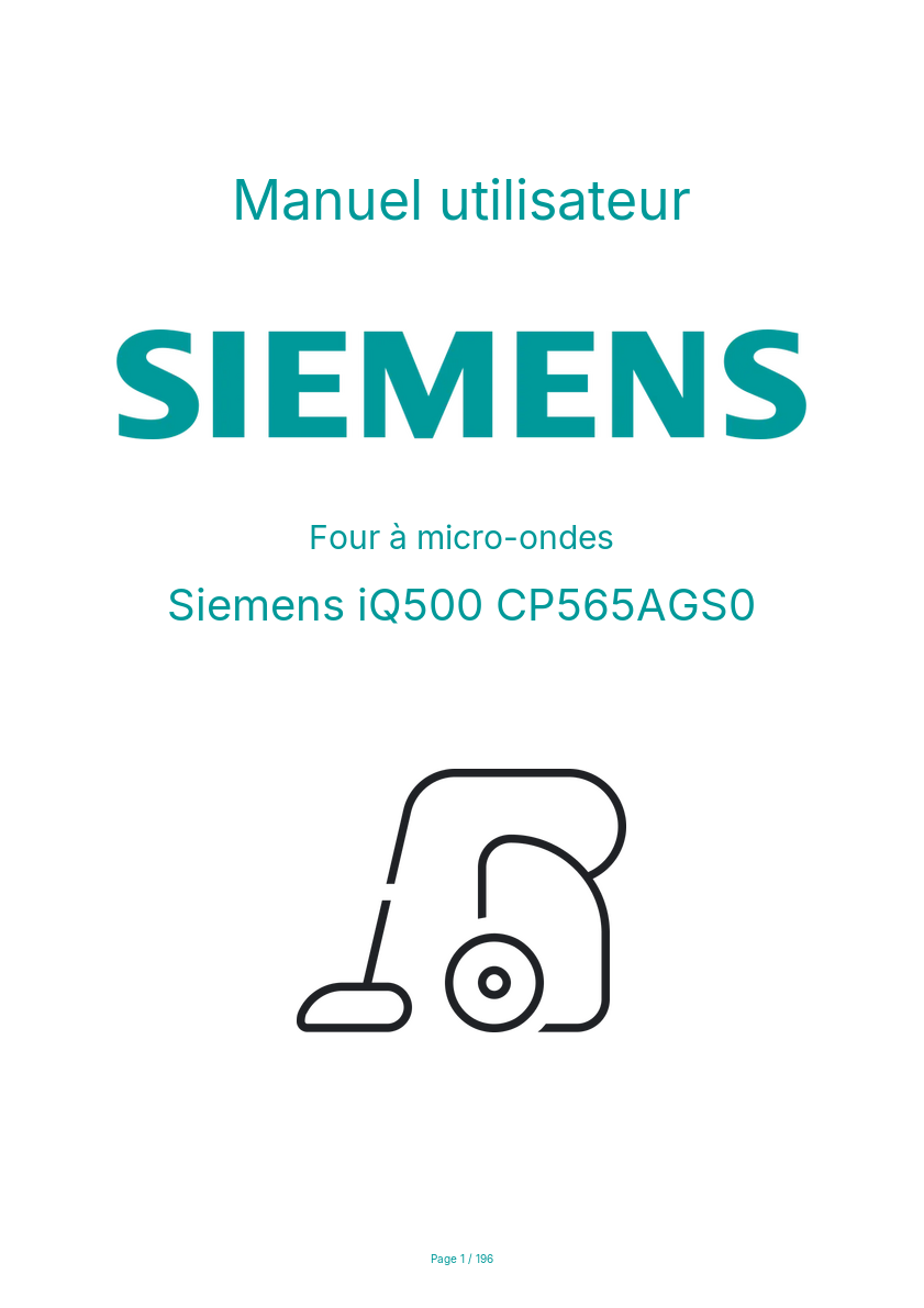 Page n°1 - Manuel utilisateur Siemens iQ500 CP565AGS0