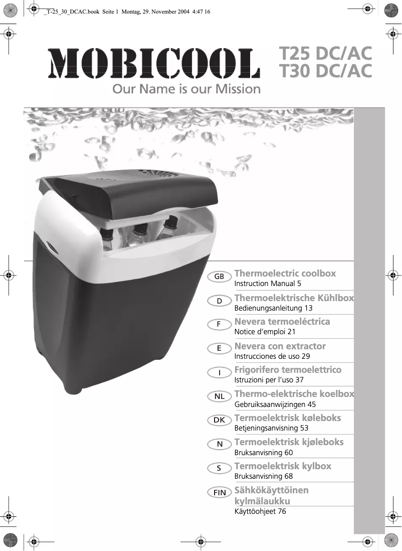 Image de la première page du manuel de l'appareil Mobicool T25 DC