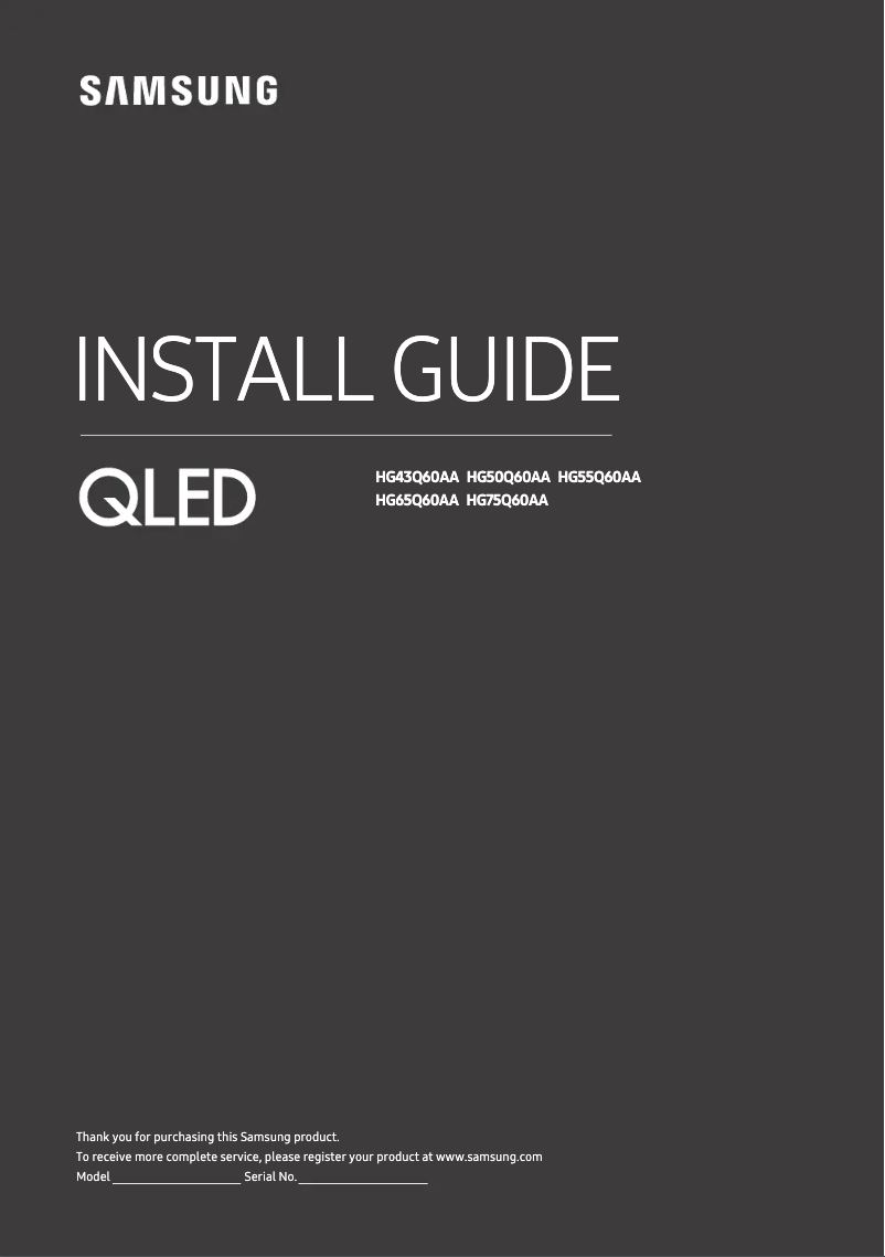 Page 1 de la notice Manuel utilisateur Samsung HG65Q60AA