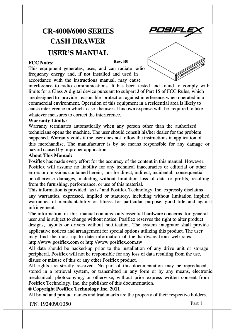 Page 1 of the manual User Manual Posiflex CR-4000N