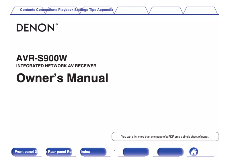 Image de la première page du manuel de l'appareil AVR-S900W