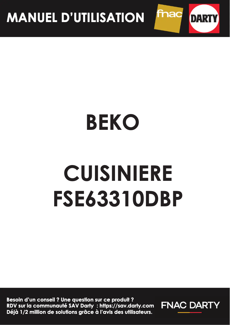 Page 1 de la notice Manuel utilisateur Beko FSE63310DBP