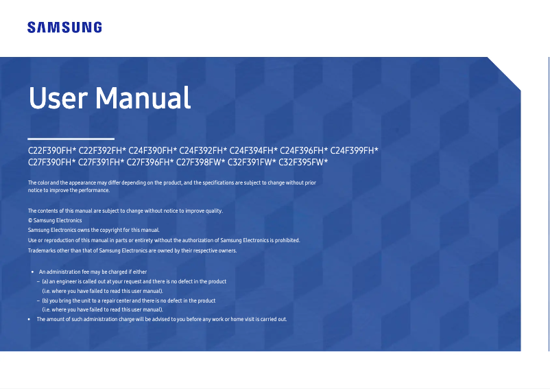 Page 1 de la notice Manuel utilisateur Samsung LC24F390FHE