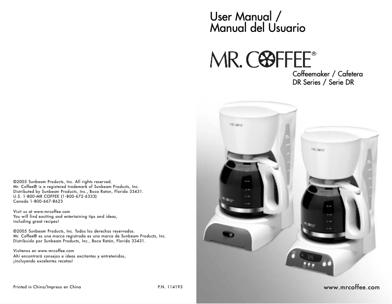Page 1 de la notice Manuel utilisateur Mr. Coffee DRTX84