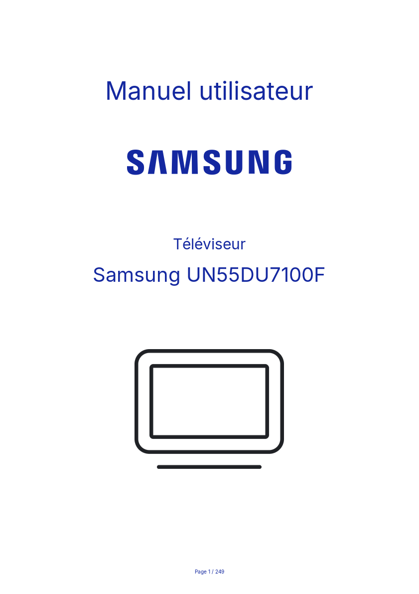 Image de la première page du manuel de l'appareil UN55DU7100F