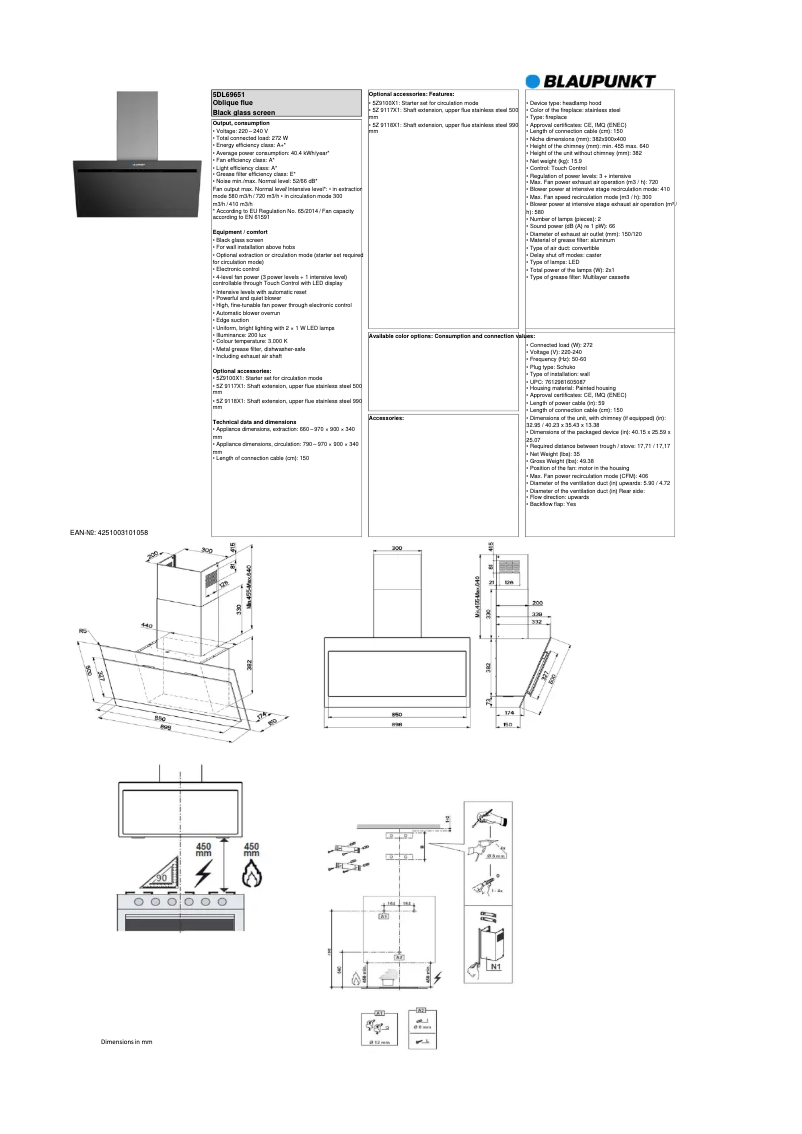 Page n°1 - Fiche technique Blaupunkt 5DL69651