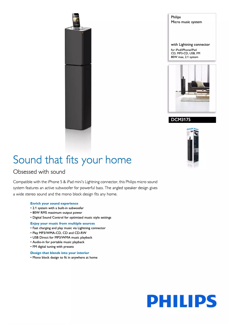 Página 1 del manual Folleto Philips DCM3175