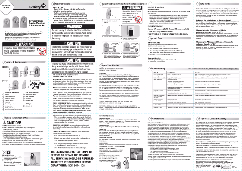 Page n°1 - Manuel utilisateur Safety 1st Crystal Clear