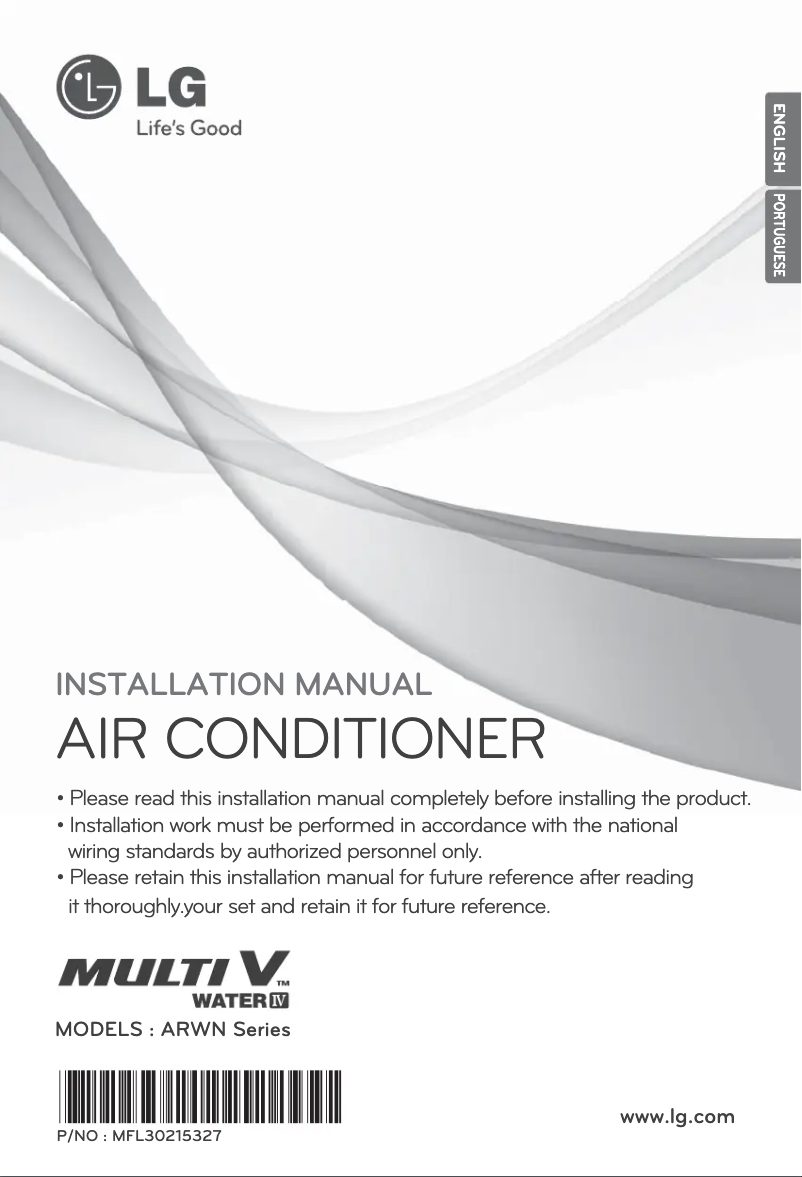 Page 1 de la notice Guide d'installation LG ARWN120LAS4