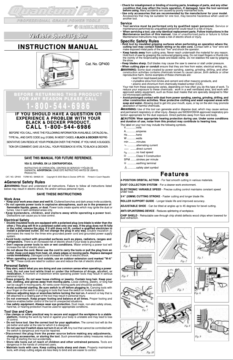 Page 1 de la notice Manuel utilisateur Black & Decker QP400K