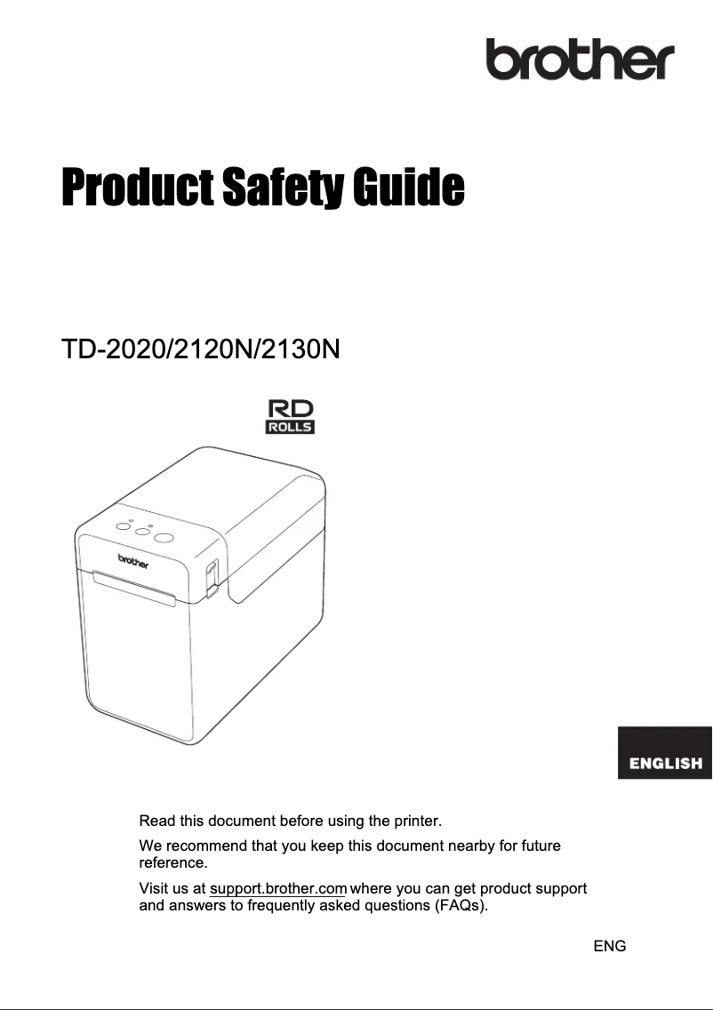 Page n°1 - Instructions de sécurité Brother TD2130NXX1