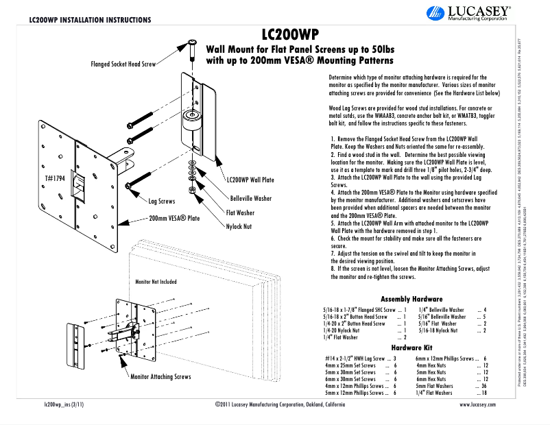 Page 1 of the manual User Manual Lucasey LC200WP