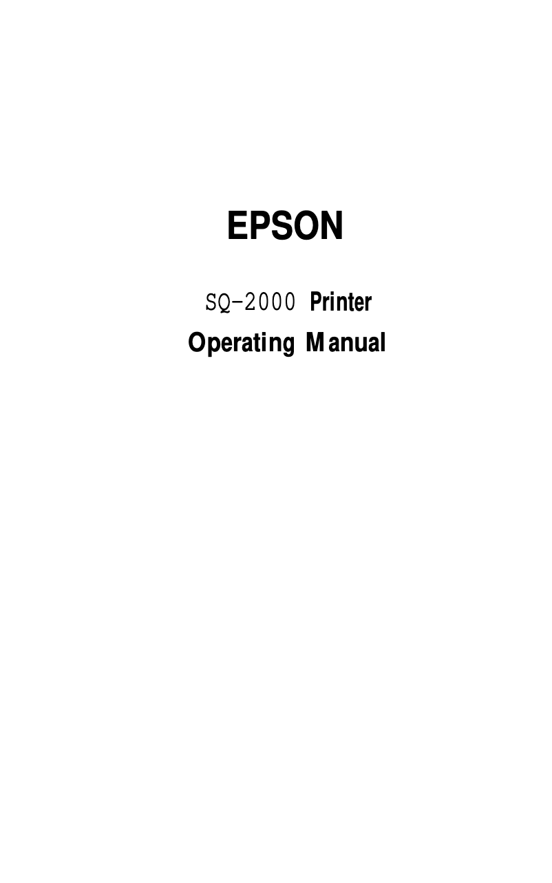 Page n°1 - Manuel utilisateur Epson SQ-2000