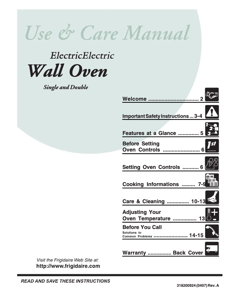 Page n°1 - Manuel utilisateur Frigidaire FEB30S7DC