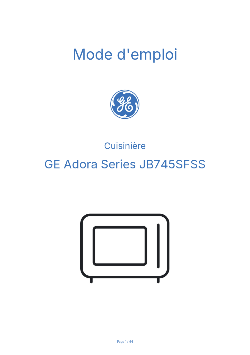 Page n°1 - Mode d'emploi GE Adora Series JB745SFSS