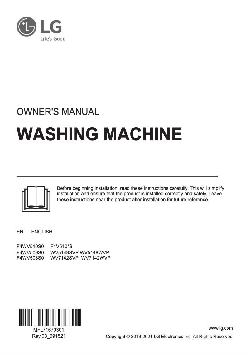 Página 1 del manual Manual de usuario LG WV7142SVP