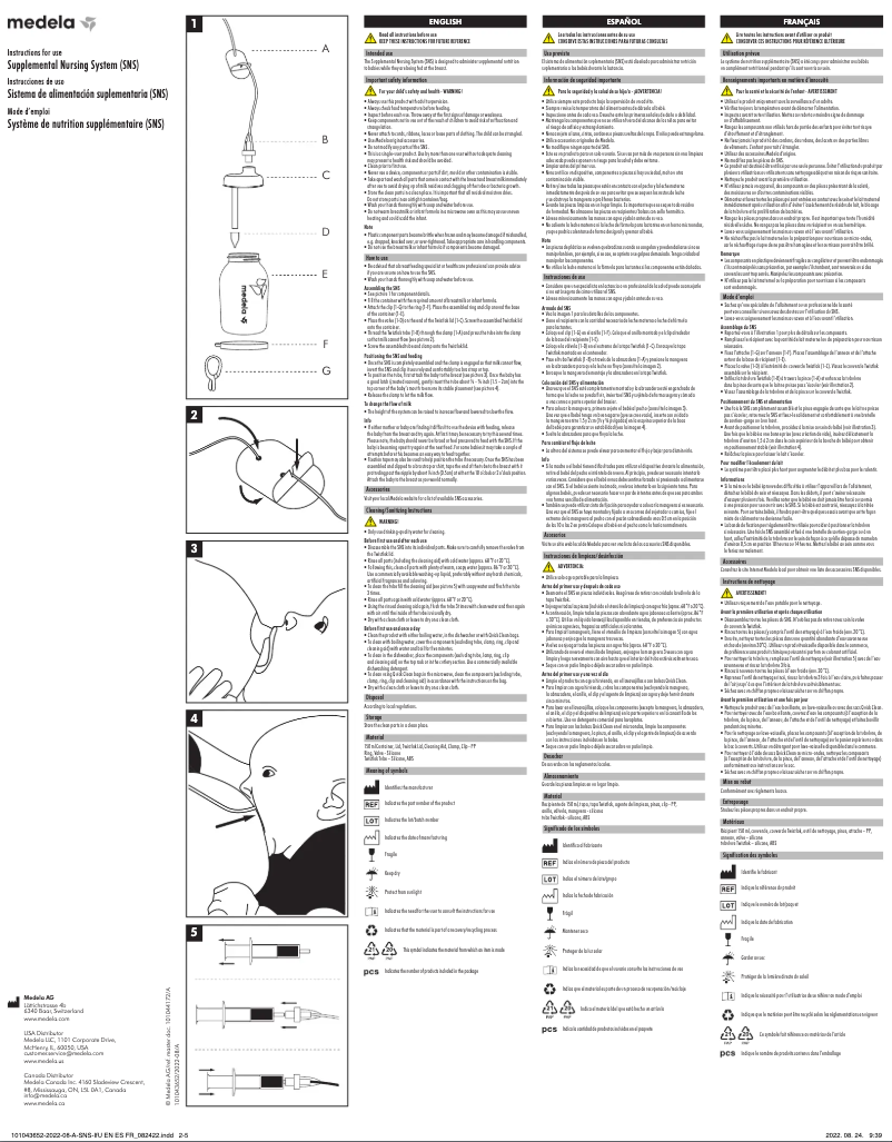 Image de la première page du manuel de l'appareil Supplemental Nursing System (SNS)