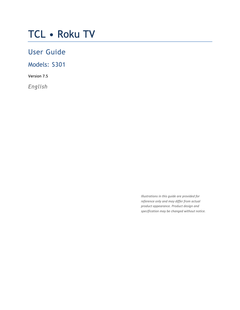 Page 1 de la notice Manuel utilisateur TCL 32S301