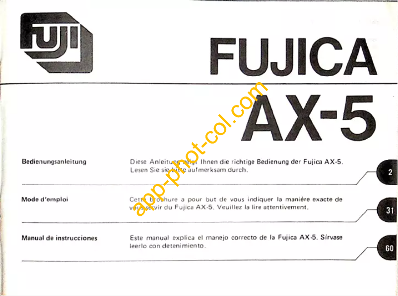 Imagen de la primera página del manual del dispositivo AX-5