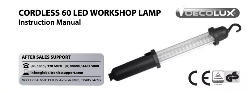 Image de la première page du manuel de l'appareil GT-AL60-LED5UK