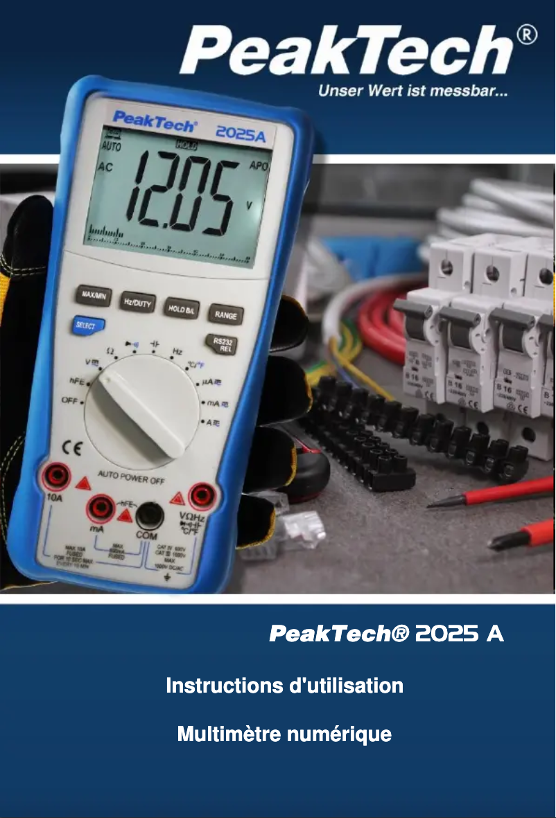 Page n°1 - Manuel utilisateur PeakTech 2025 A