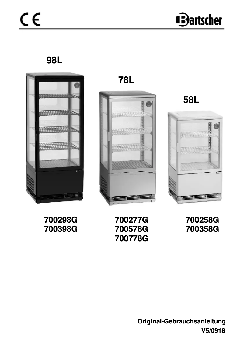 Page 1 de la notice Manuel utilisateur Bartscher 700398G