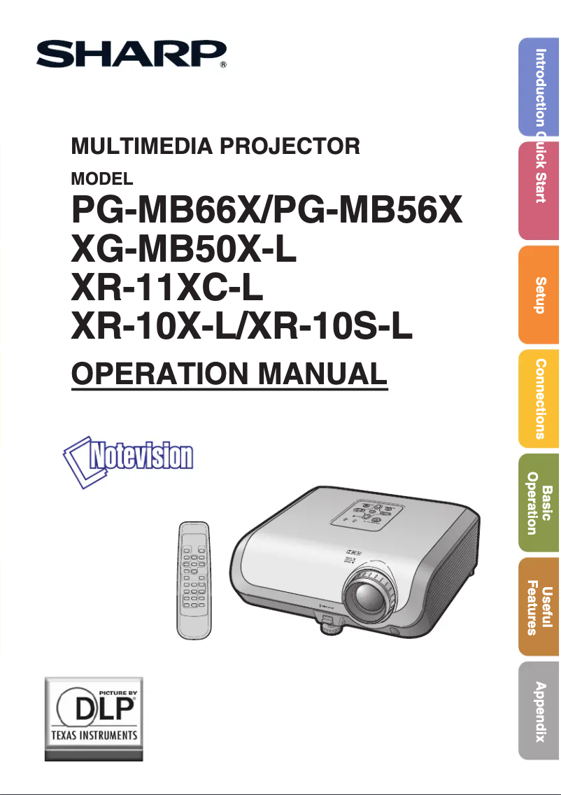 Page 1 de la notice Manuel utilisateur Sharp PG-MB56X