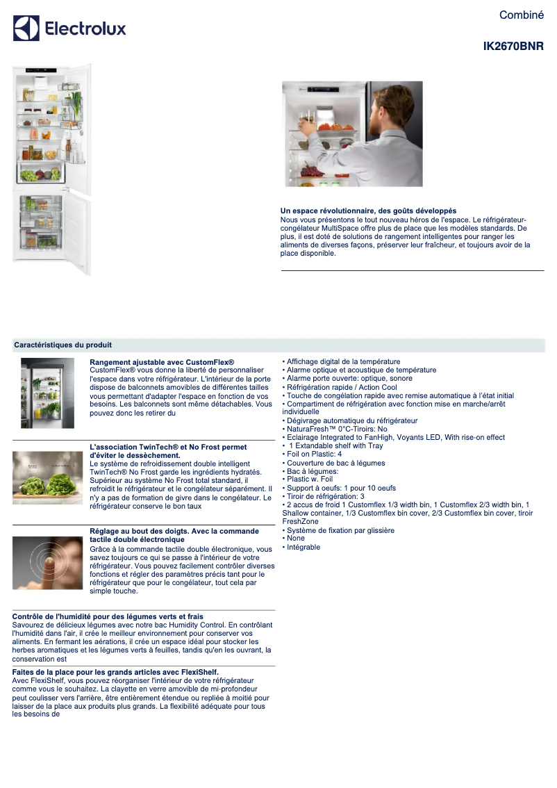 Página 1 del manual Ficha técnica Electrolux IK2670BNR