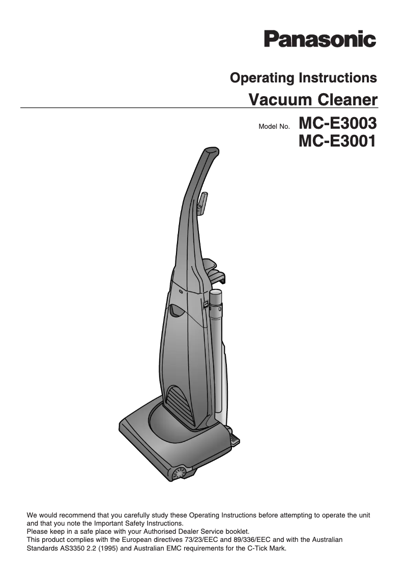 Page 1 de la notice Manuel utilisateur Panasonic MC-E3003