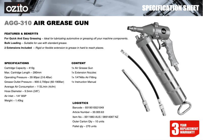 Image de la première page du manuel de l'appareil AGG-310