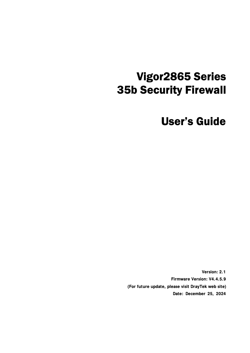 Page n°1 - Guide de démarrage rapide Draytek Vigor 2865ac