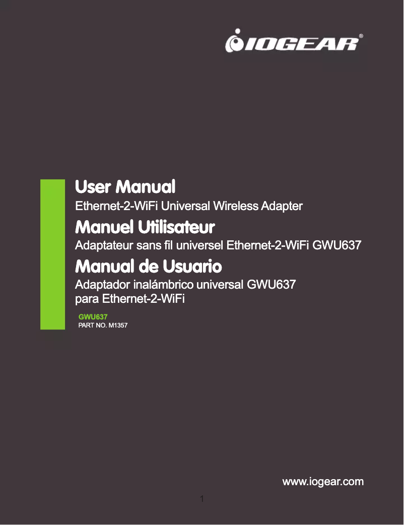 Page n°1 - Manuel utilisateur iogear GWU637