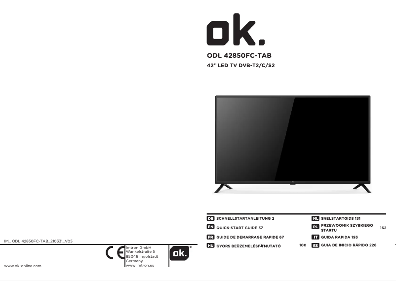 Page 1 de la notice Manuel utilisateur OK ODL 42850FC-TAB