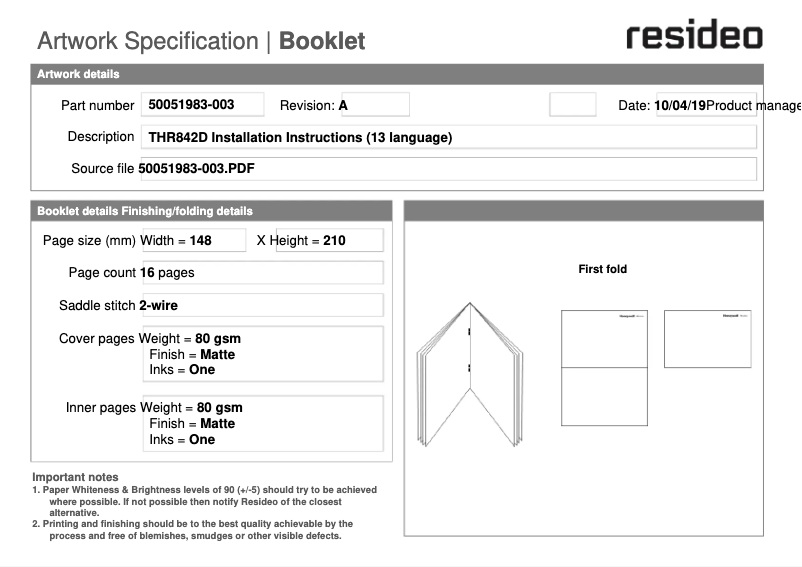 Page 1 de la notice Manuel utilisateur Honeywell THR842D