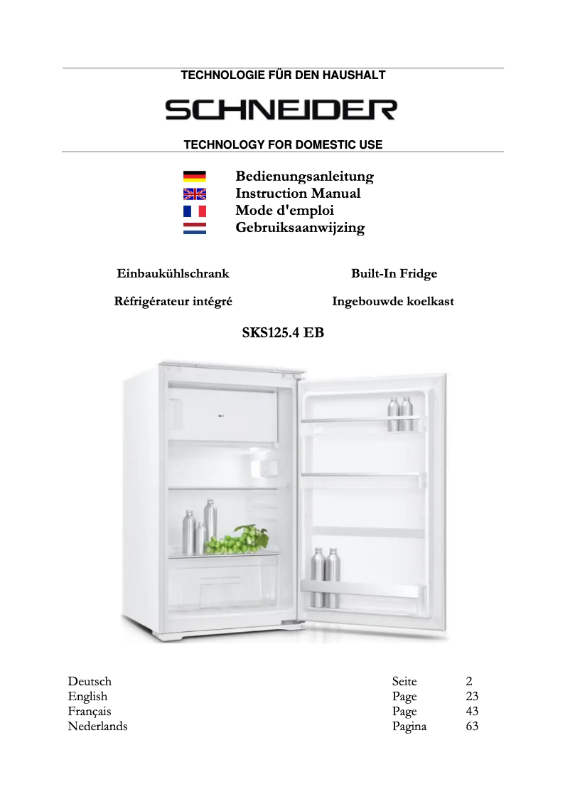 Page 1 de la notice Manuel utilisateur Schneider SKS125.4 EB