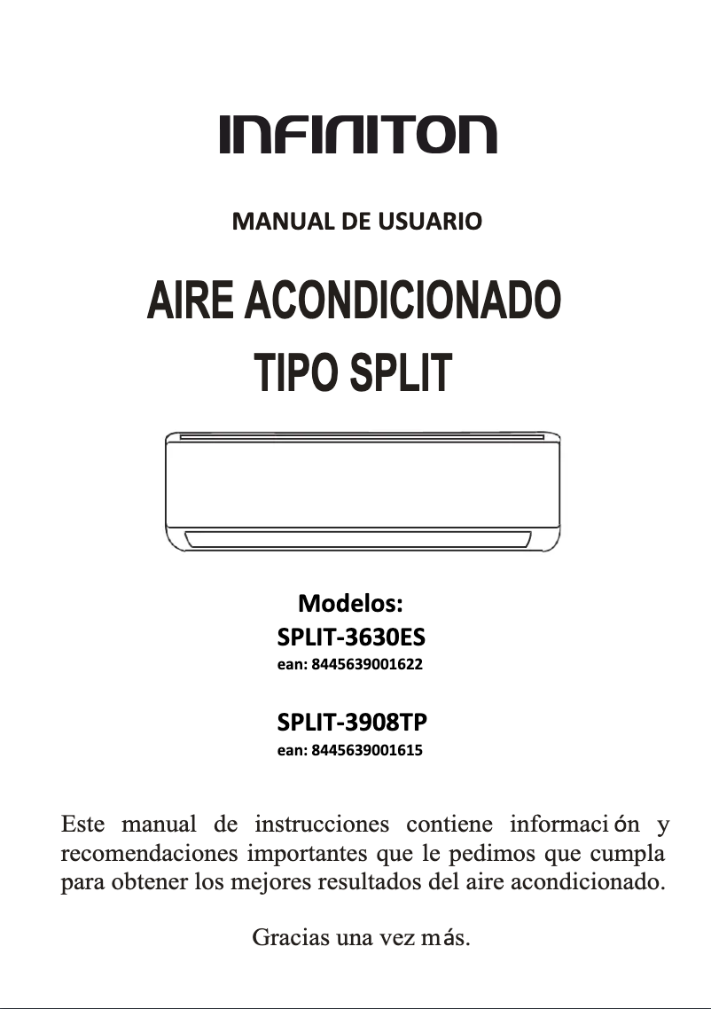 Image de la première page du manuel de l'appareil SPLIT-3630ES