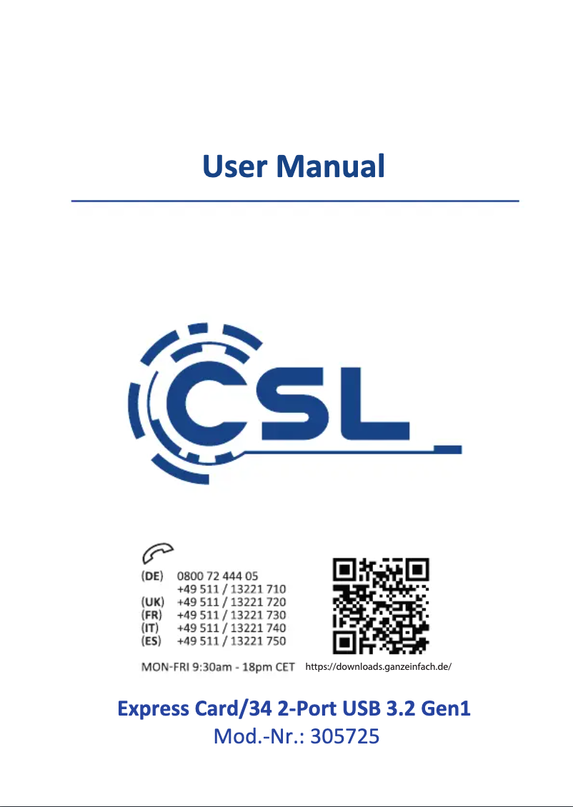 Página 1 del manual Manual de usuario CSL 305725