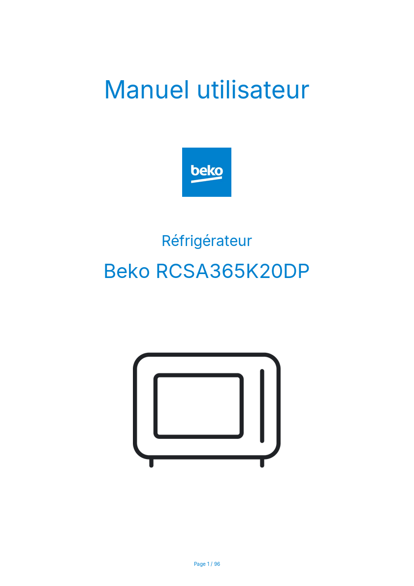 Image de la première page du manuel de l'appareil RCSA365K20DP