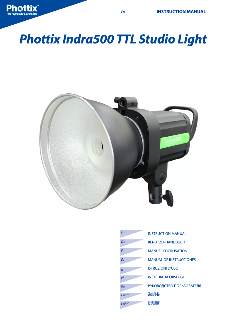 Página 1 del manual Manual de usuario Phottix Indra500 TTL