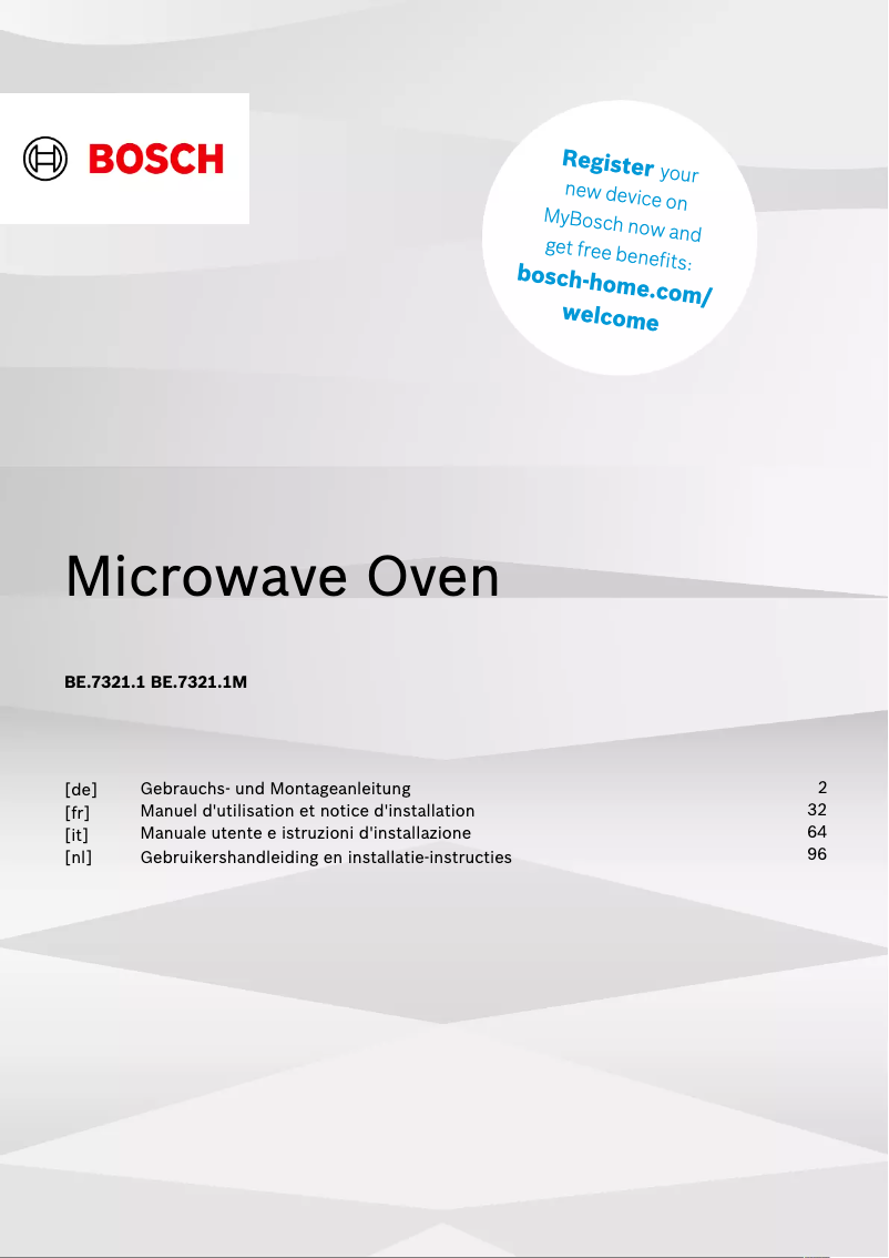 Page 1 de la notice Guide d'installation Bosch BEL7321B1