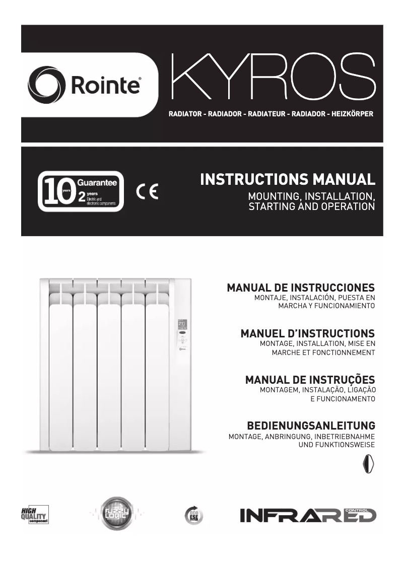Page n°1 - Manuel utilisateur Rointe Kyros