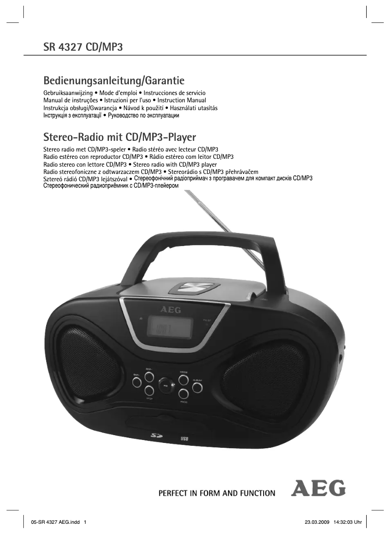 Image de la première page du manuel de l'appareil SR 4327 CD/MP3